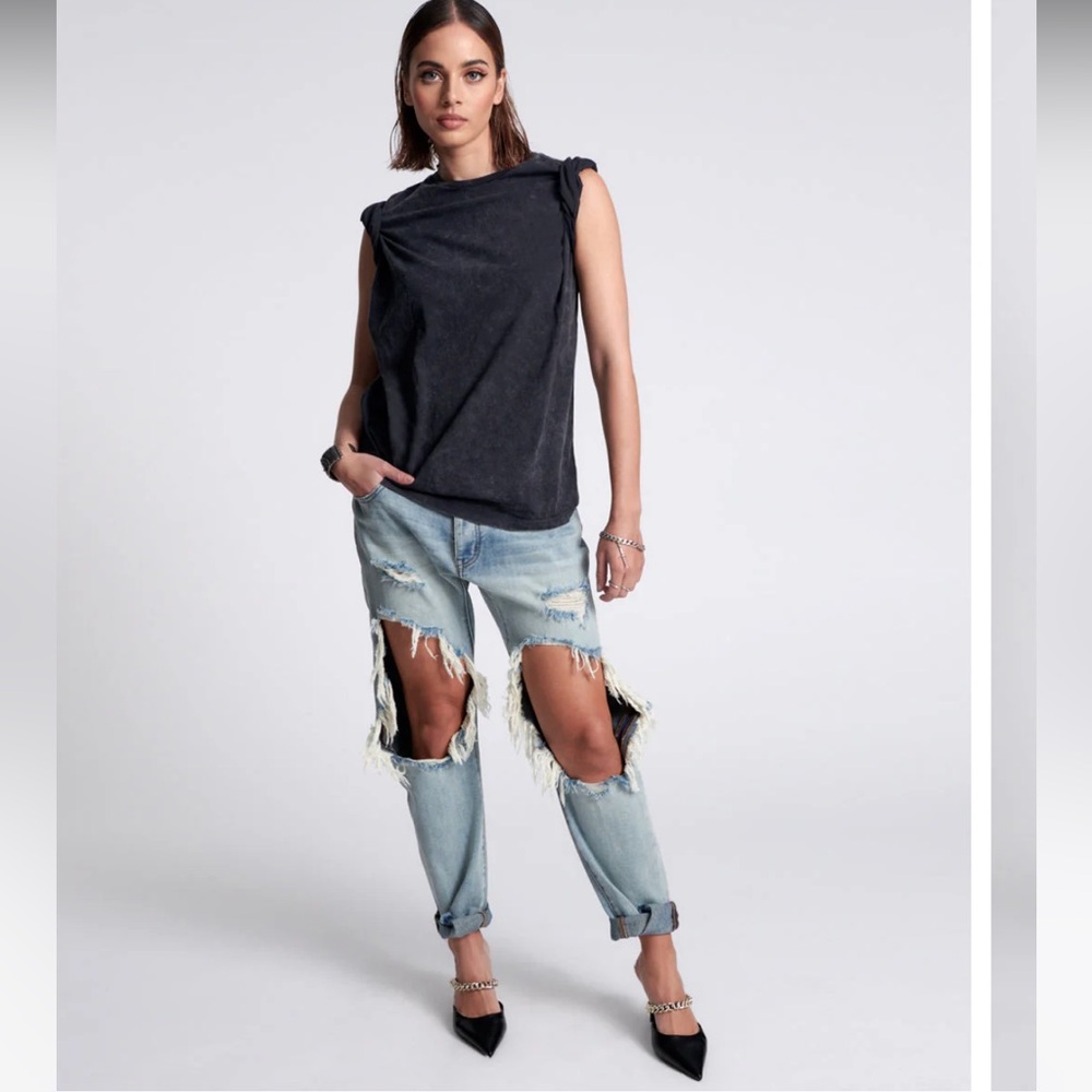 Montanna Super Trashed Saints Boyfriend Jeans by One Teaspoon ultra distressed